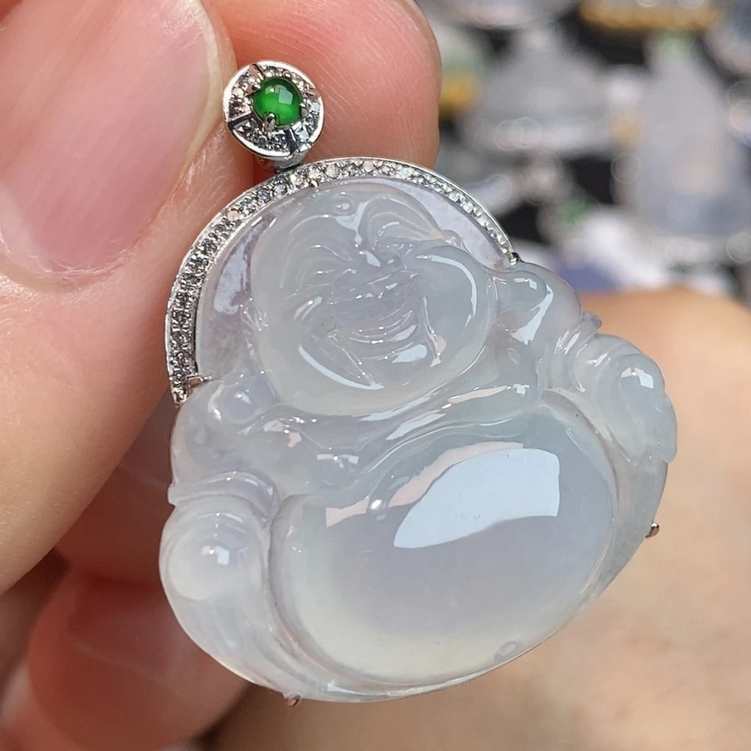 翡翠18K金镶嵌颈饰佛公