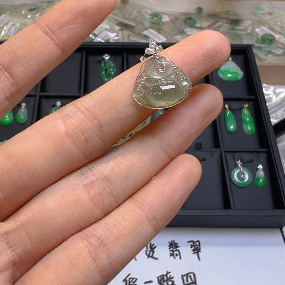 翡翠18K金镶嵌吊坠(不含链)