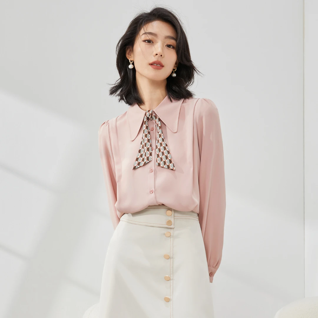 【气质穿搭】8391245衬衣长袖时尚女士春季法式曼贝三色衬衫轻奢