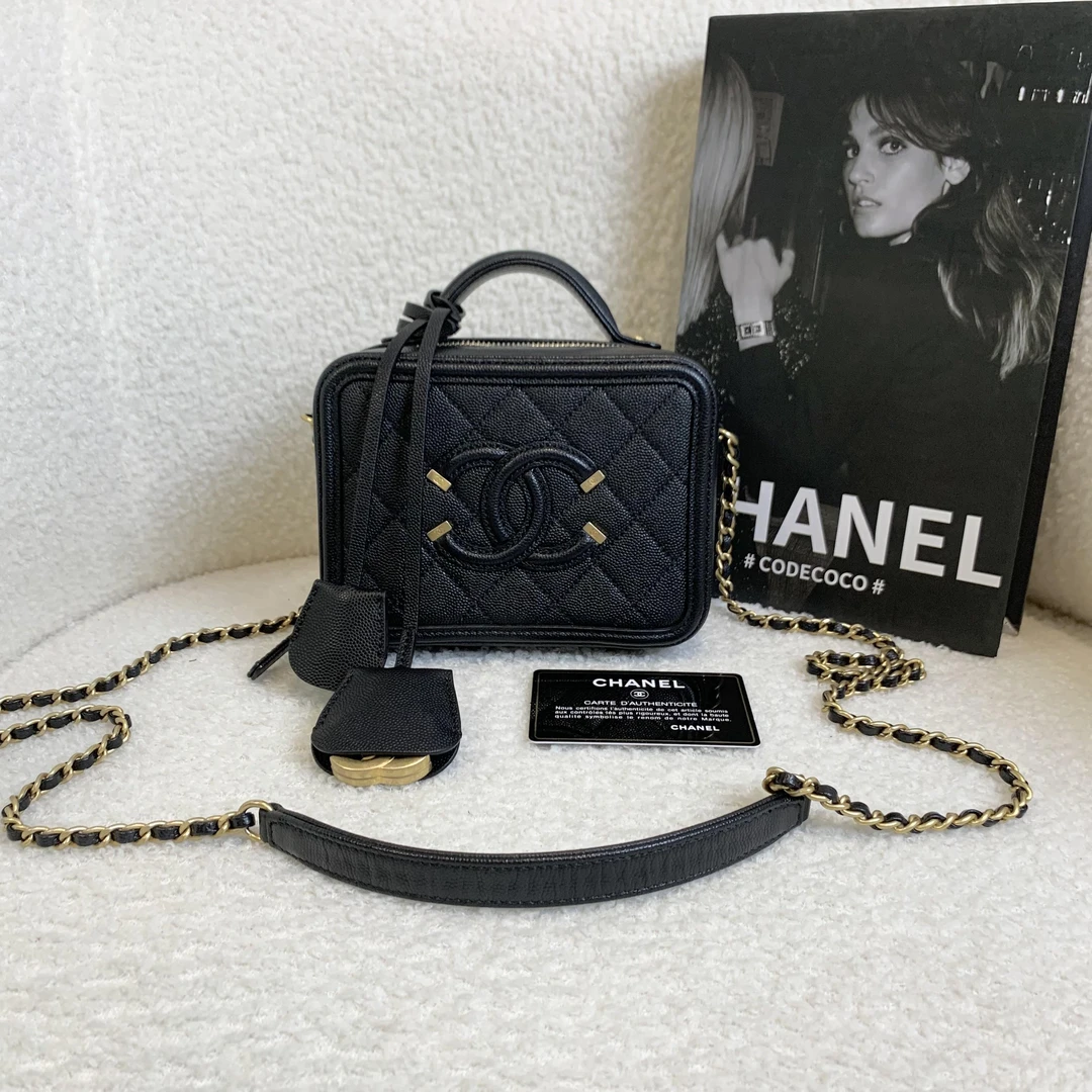 99新 Chanel/香奈儿 壹臻/黑金牛相机包小号 28开 71112521