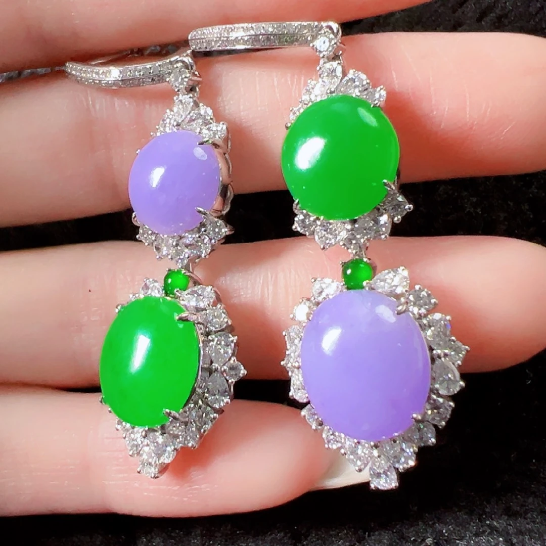 翡翠18K金镶嵌耳饰签收后24小时鉴赏期，过时不退