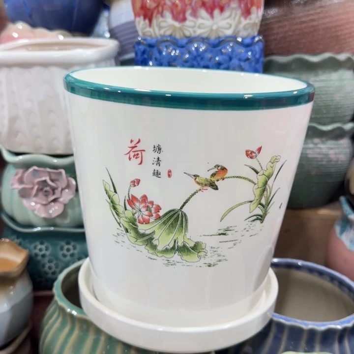 凑9块包邮，有孔，陶瓷花盆