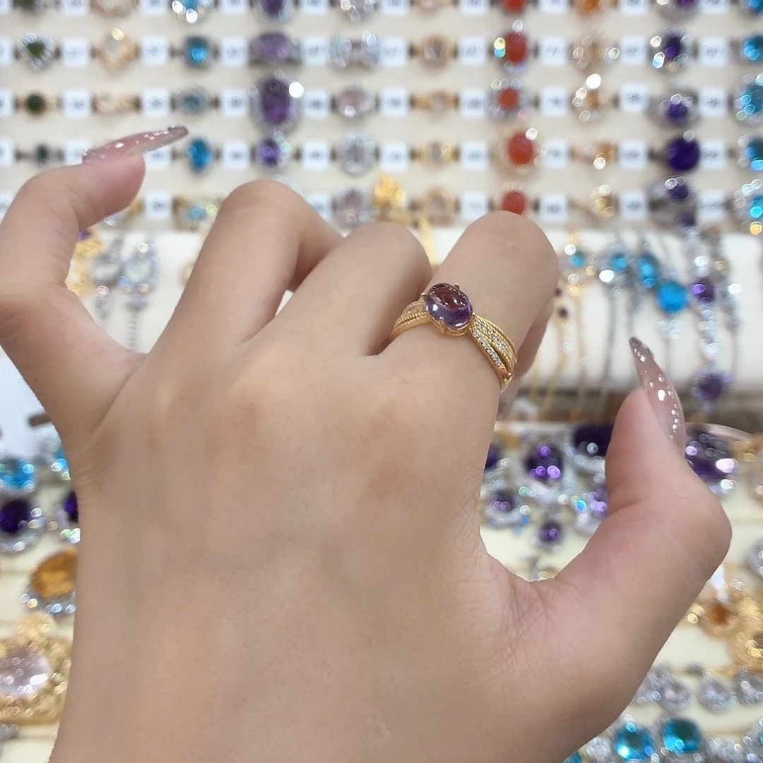 银S925镶嵌紫晶戒指