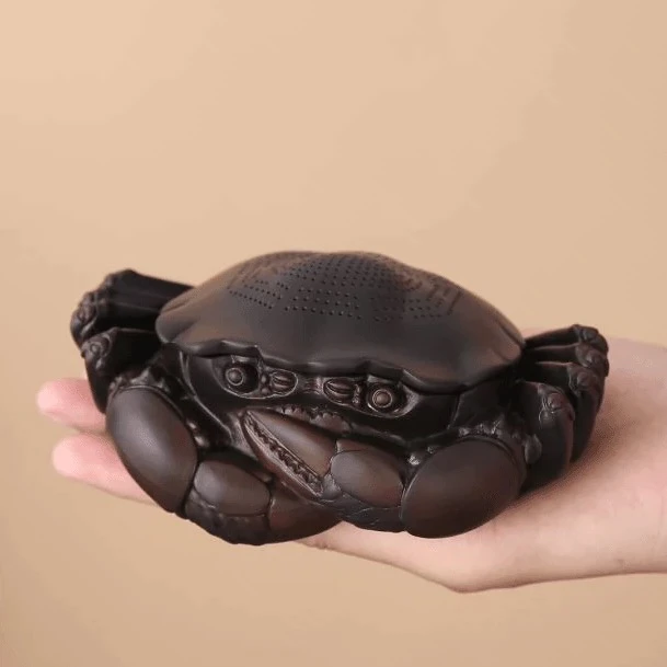 紫陶螃蟹茶漏过滤可养茶宠摆件家用茶叶过滤网茶隔滤茶器创意