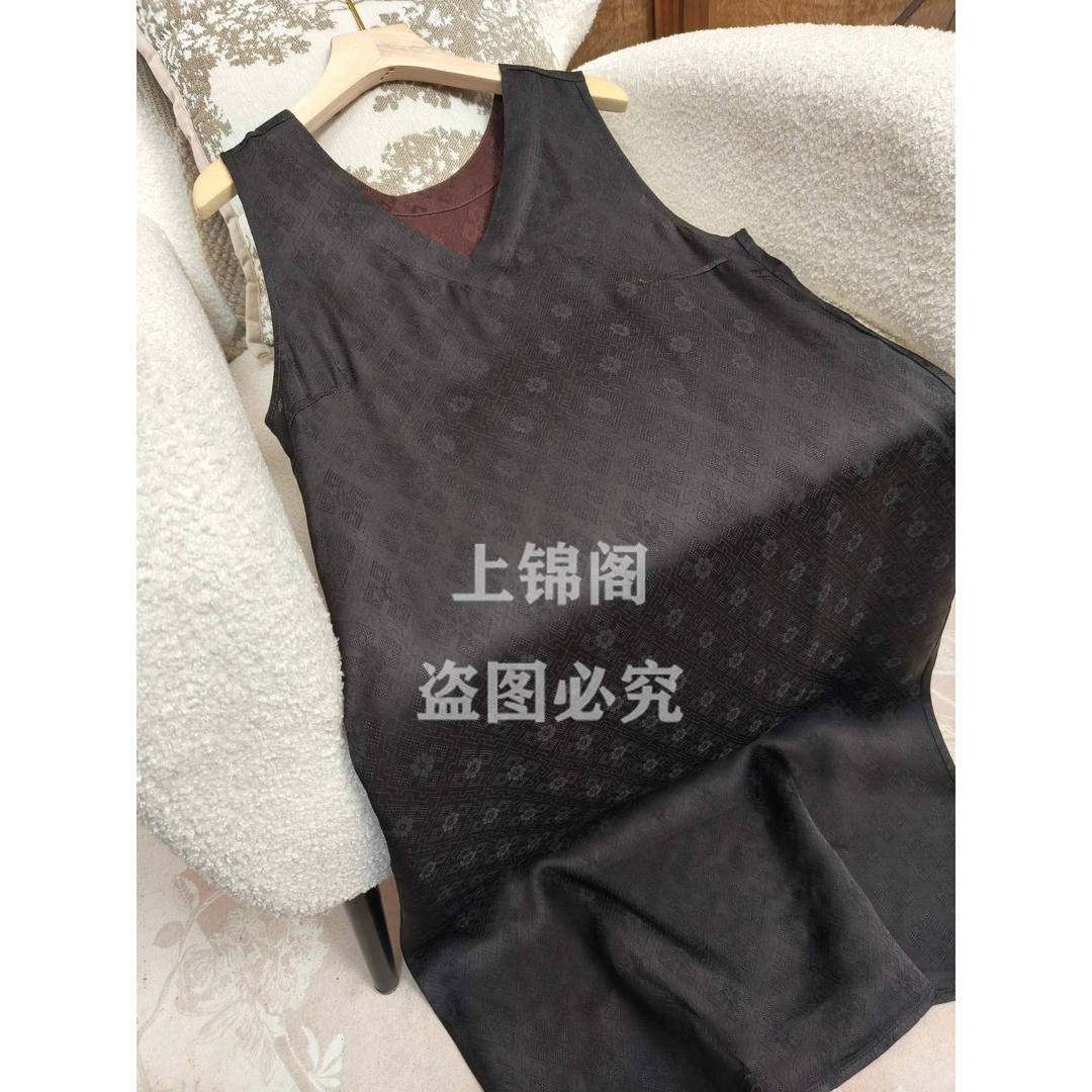 527新中式V领无袖连衣裙时尚宽松女士黑色薄款中国风百搭连衣裙