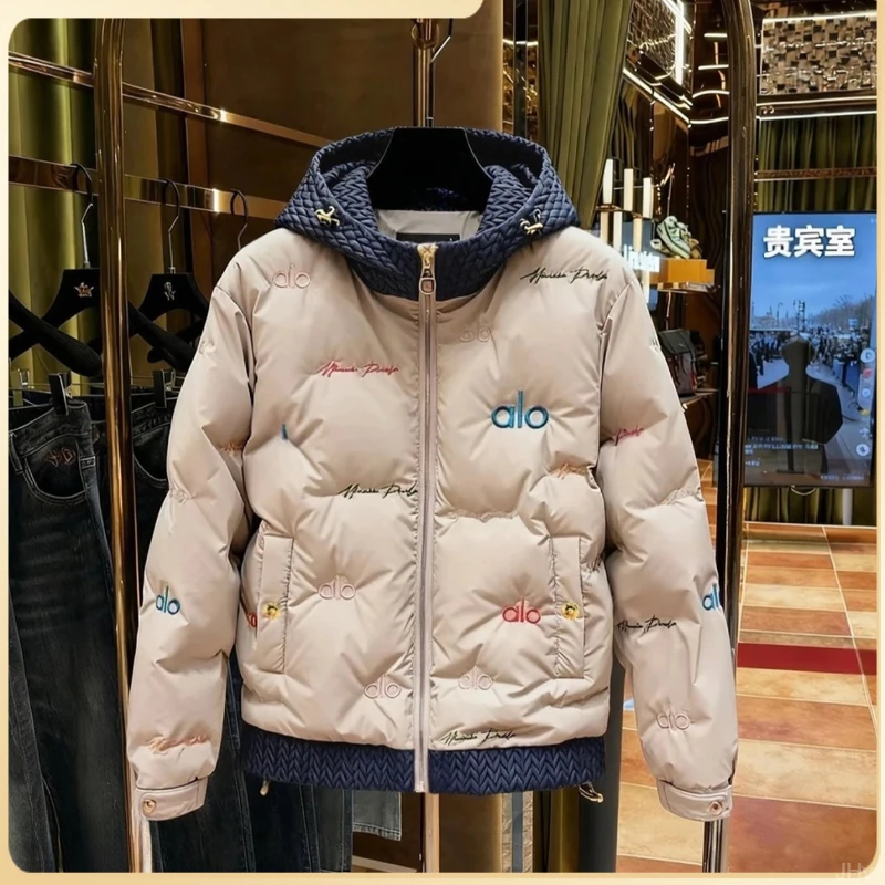 美式潮流字母刺绣棉服冬季麦穗拼接男士保暖休闲连帽外套夹克