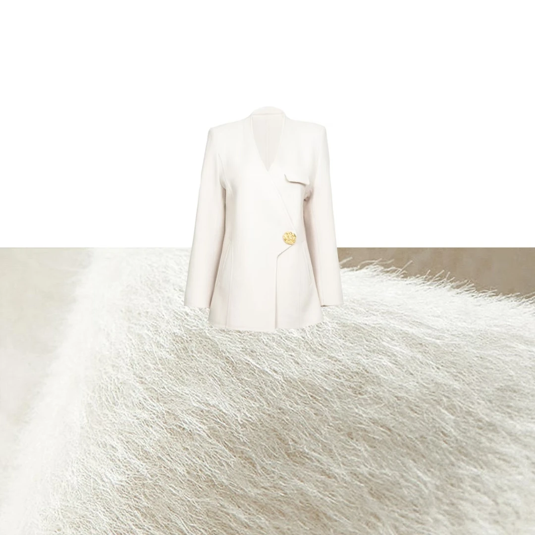 【夜明珠】无领老钱西装版羊绒大衣 热力感