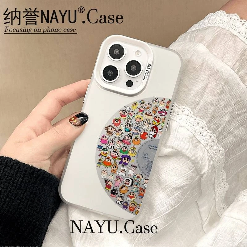 米白CD小新彩银壳适用于iPhone苹果16手机壳iPhone华为oppo小米vi