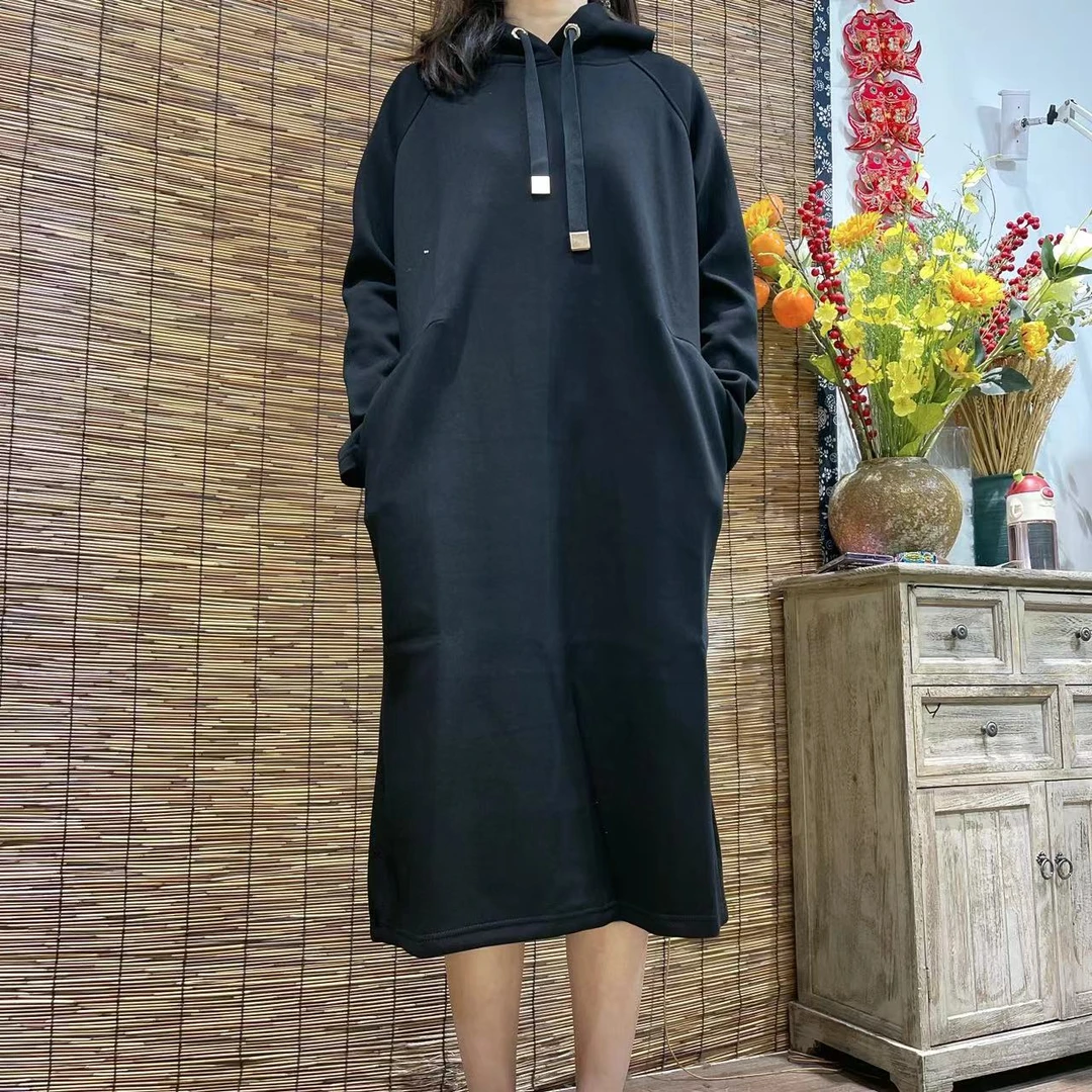 008春秋新款时尚休闲洋气减龄连帽连衣裙