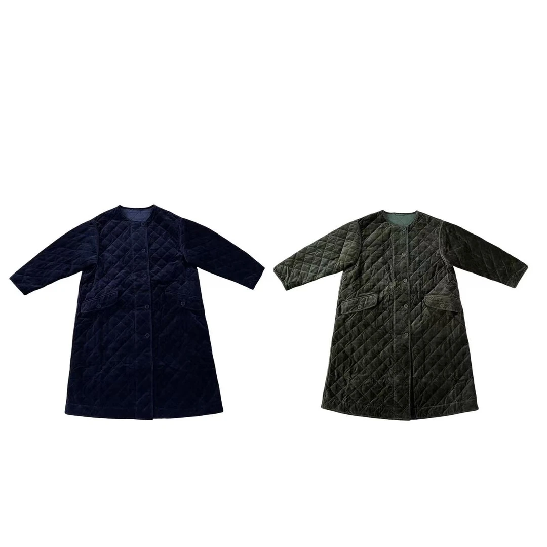女款；8069平绒两面穿长款棉服
