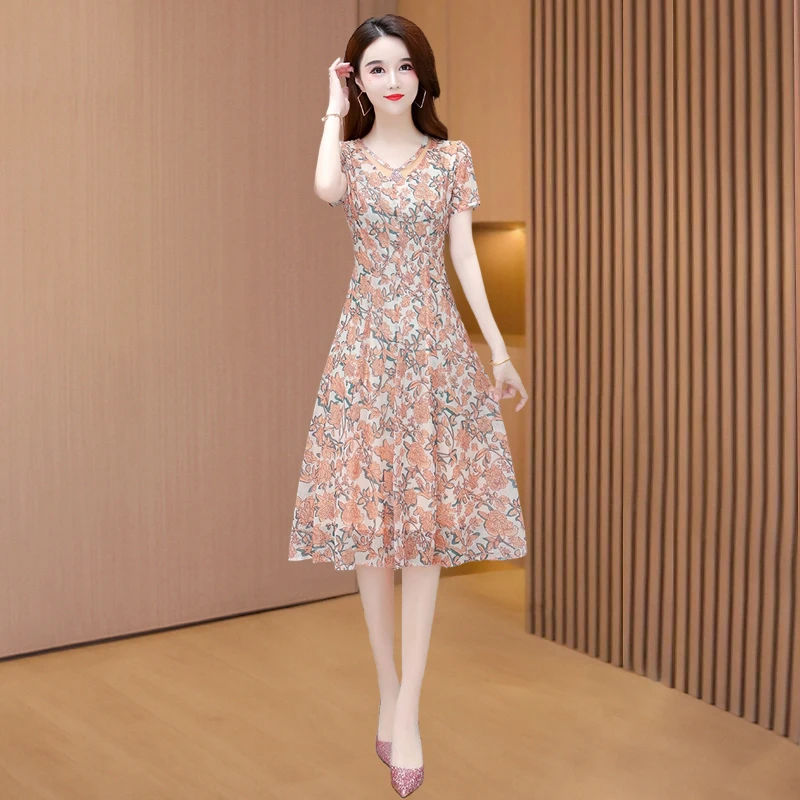 雪纺洋气连衣裙女春夏装2025年新款正式场合高端奢华品牌妈妈裙子