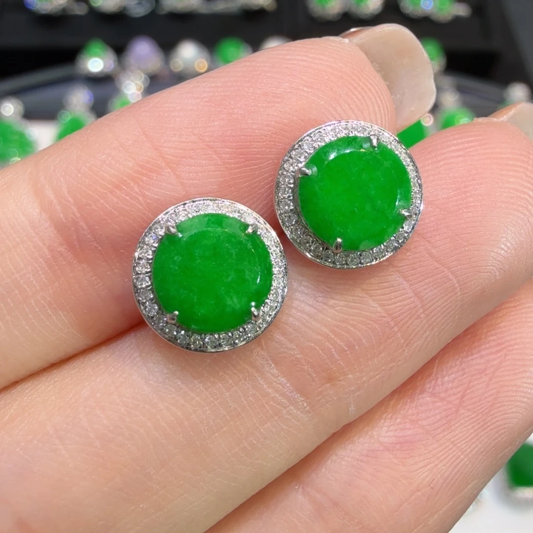 翡翠18K金镶嵌耳饰收到货48小时鉴赏期