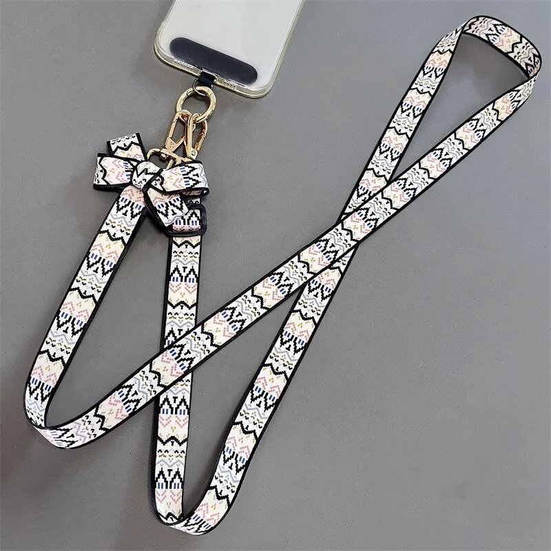 波纹蝴蝶结手机挂绳斜挎可背挂脖链绳结实女高端背夹壳高级感挂链