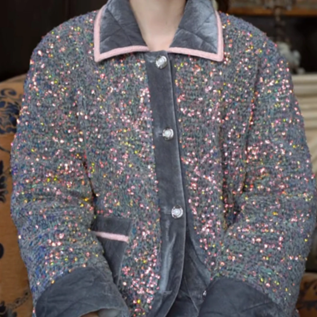 aw三层夹棉加厚亮片可外穿家居服