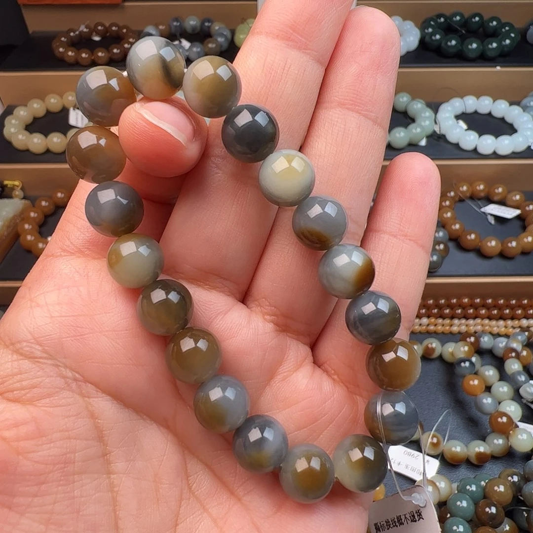 和田玉未镶嵌手链新疆精品楼兰三色卡10