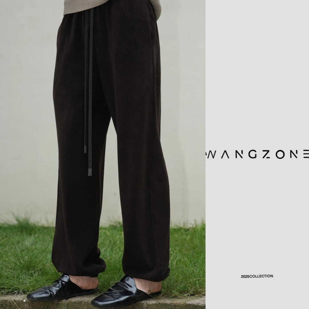 WANG ZONE | 樱花国进口面料定染深咖色松紧收脚百搭老钱抽绳运动
