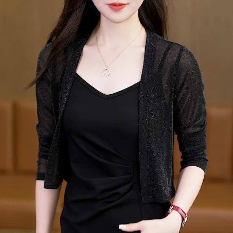 冰丝薄纱防晒衫女夏季坎肩配吊带裙外搭开衫短款长袖小披肩外套