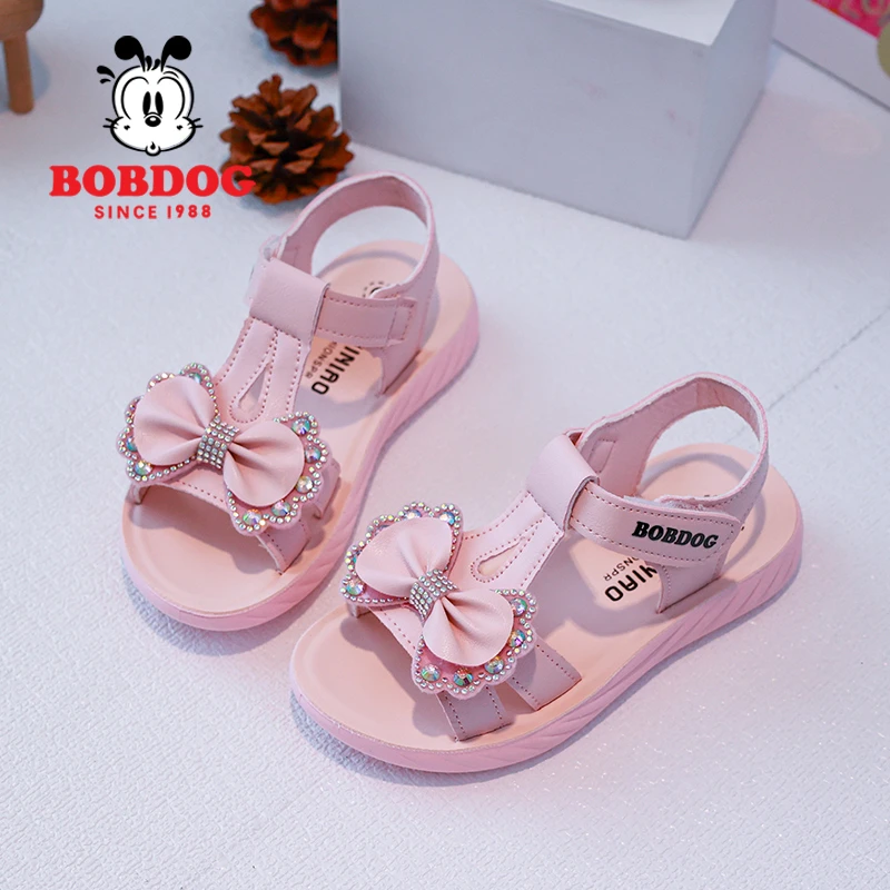 巴布豆女童凉鞋2025新款软底防滑小女孩蝴蝶结公主鞋女童学生凉鞋