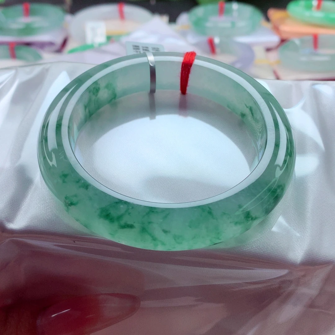 未镶嵌手镯翡翠56炸光意境冰飘花宝藏毕业 敏