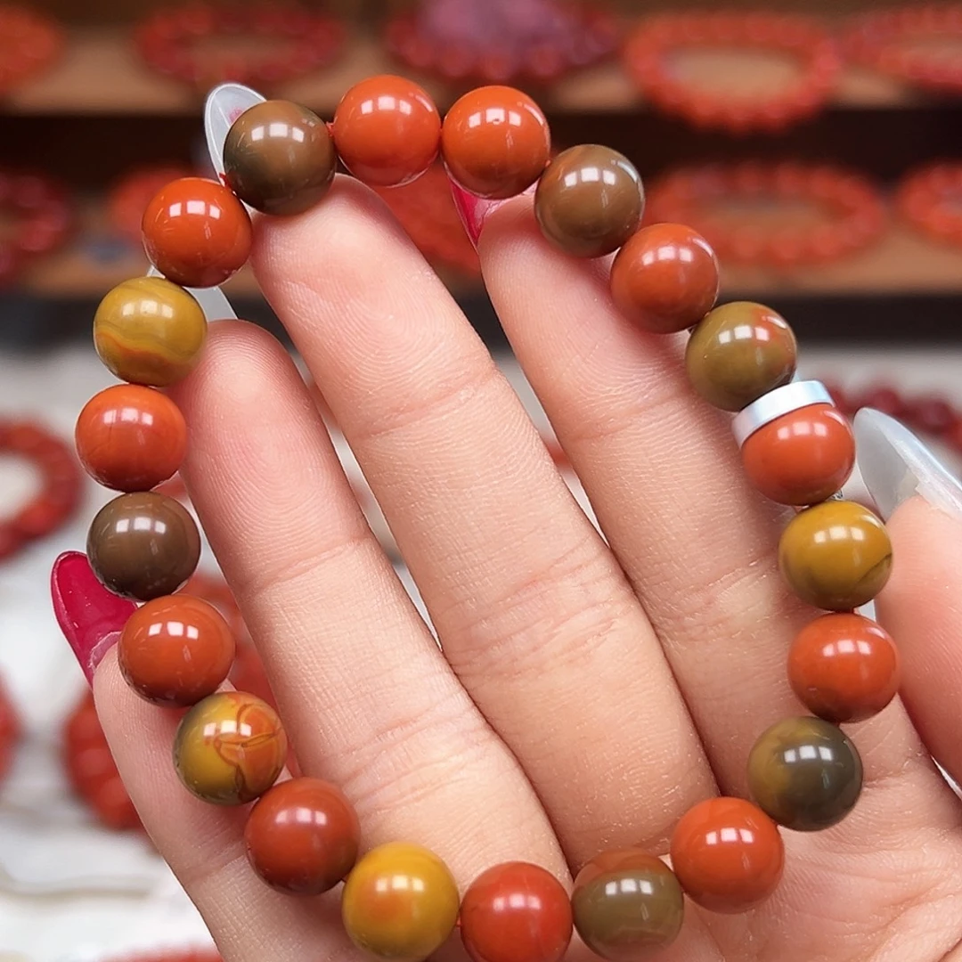 南红玛瑙未镶嵌手串精品 巧家包浆多色共生卡9mm+