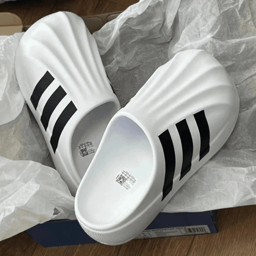 经典三杠夏季贝壳洞洞鞋头半包拖鞋外穿男女款厚底情侣一脚蹬凉鞋