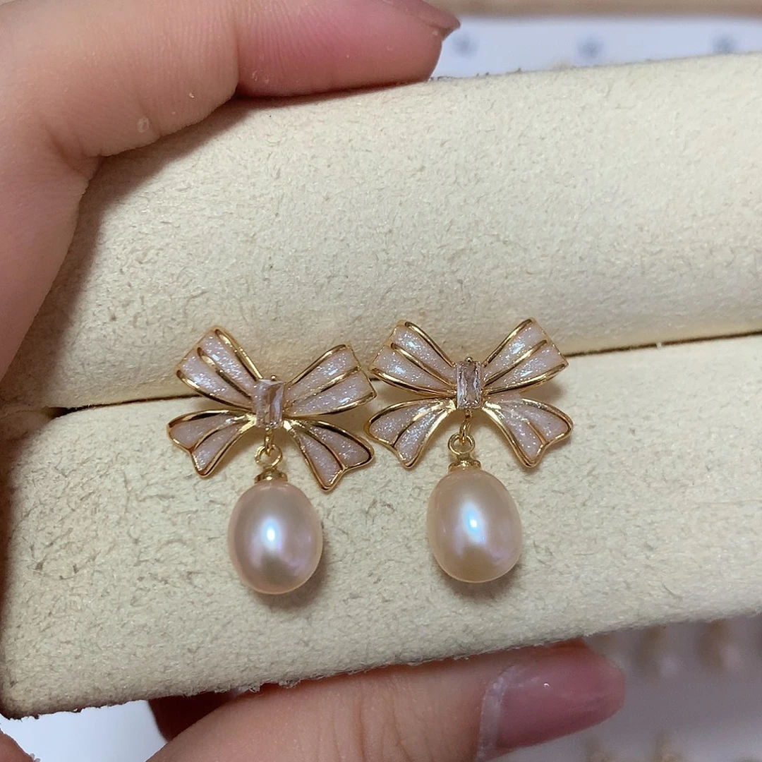 淡水珍珠耳饰合金