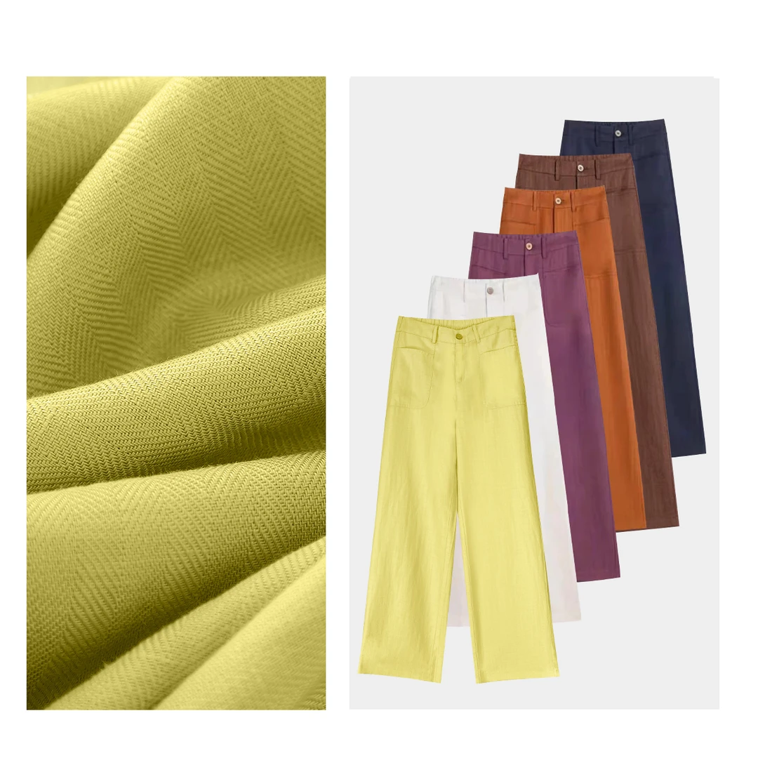 【雨露麻】春夏天丝亚麻窄版直筒裤女透气高腰显瘦百搭阔腿裤56050X