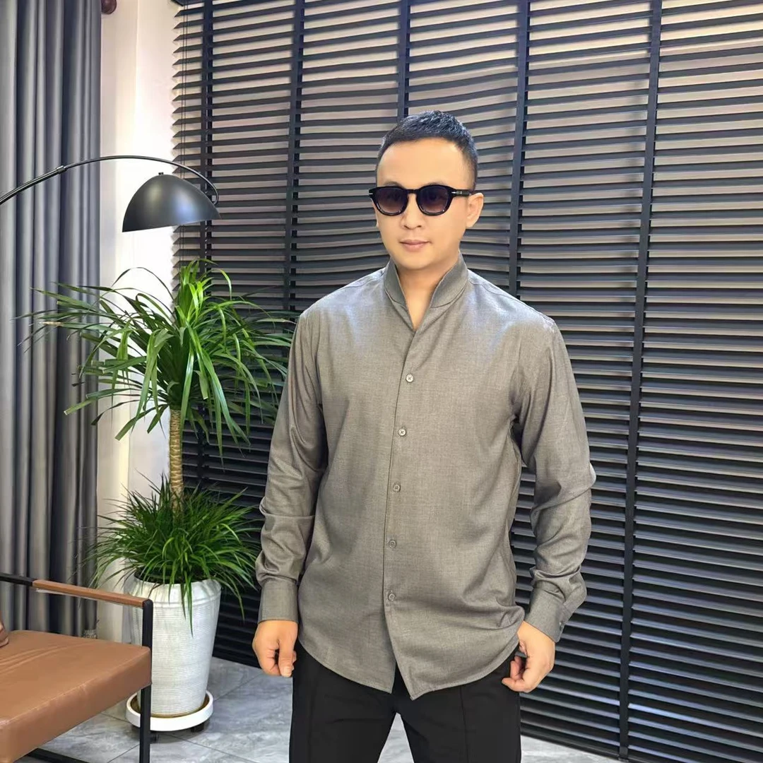 张先生欧货•6633秋冬男士商务休闲轻奢简约风立领修身长袖衬衫