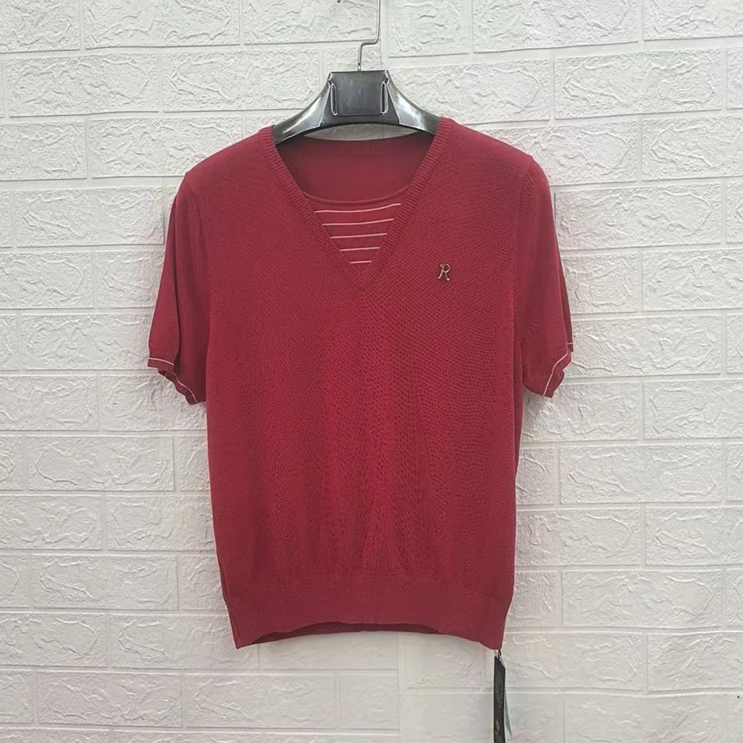 圆领短袖常规款女款条纹上衣纯色潮流夏季