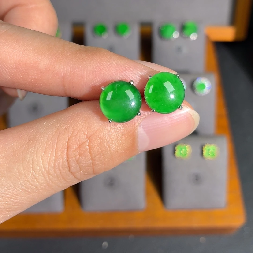 翡翠银S925镶嵌耳饰耳饰