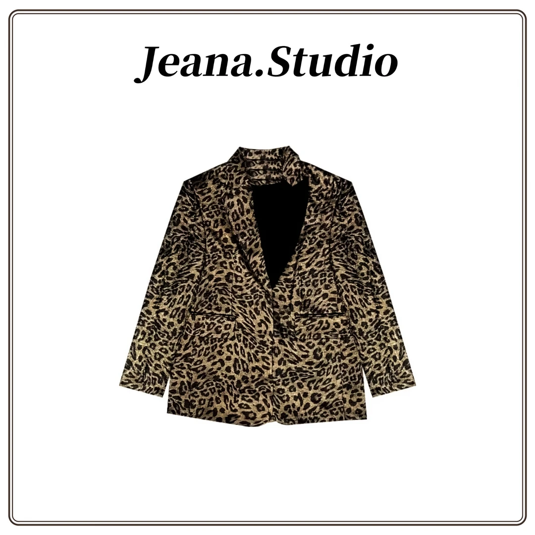 【Jeana.Studio】高级定制轻奢时尚设计师款宽松豹纹西装西服