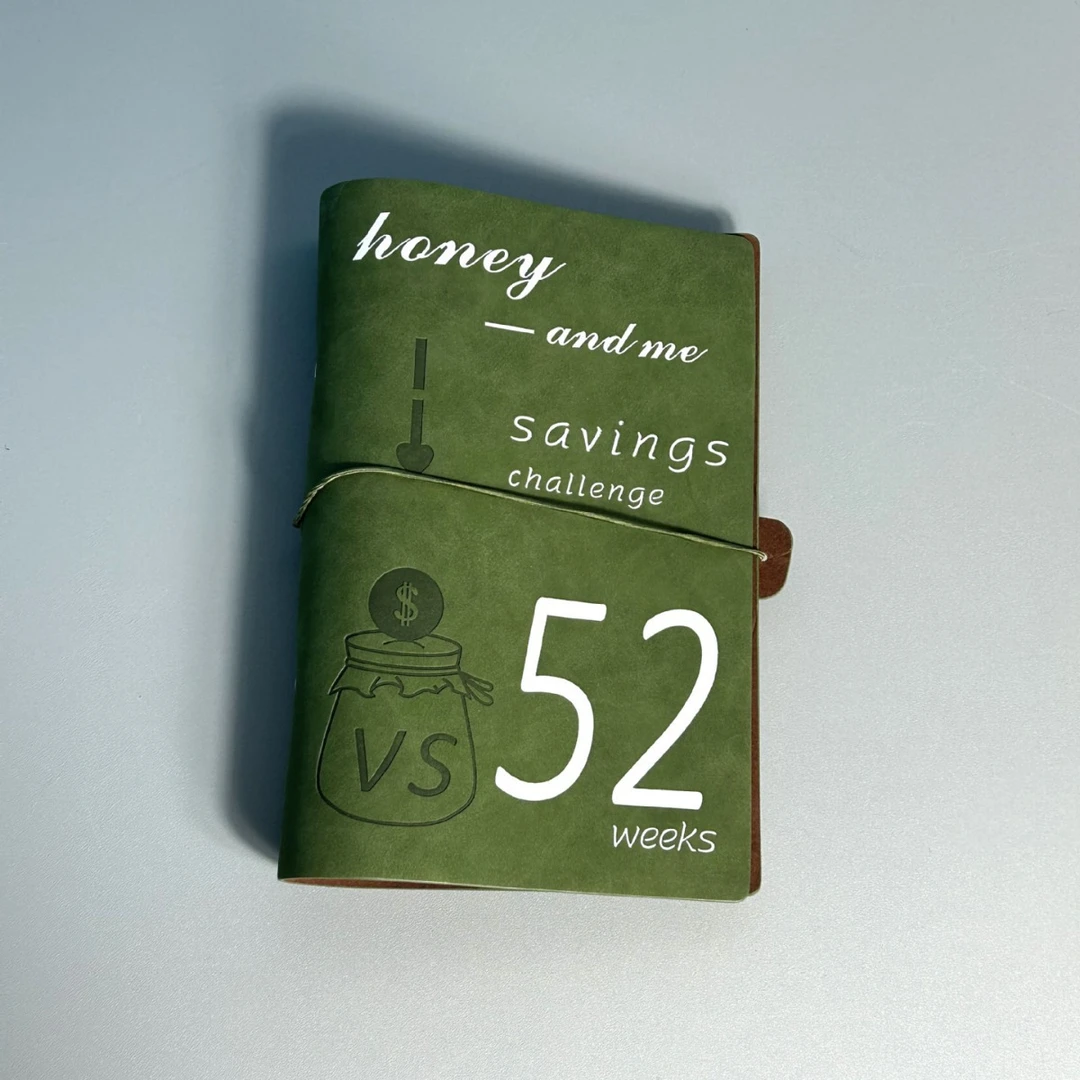 跨境52 WeekSavings Challenge52周情侣挑战存钱本六孔活页卡册