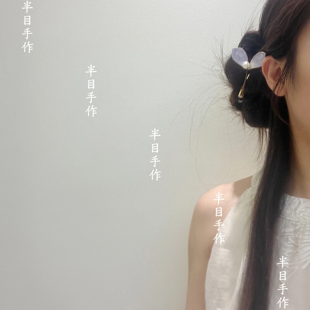 半目手作│绒花‌鱼尾发夹汉服旗袍头饰古风礼服国风手工气质发饰
