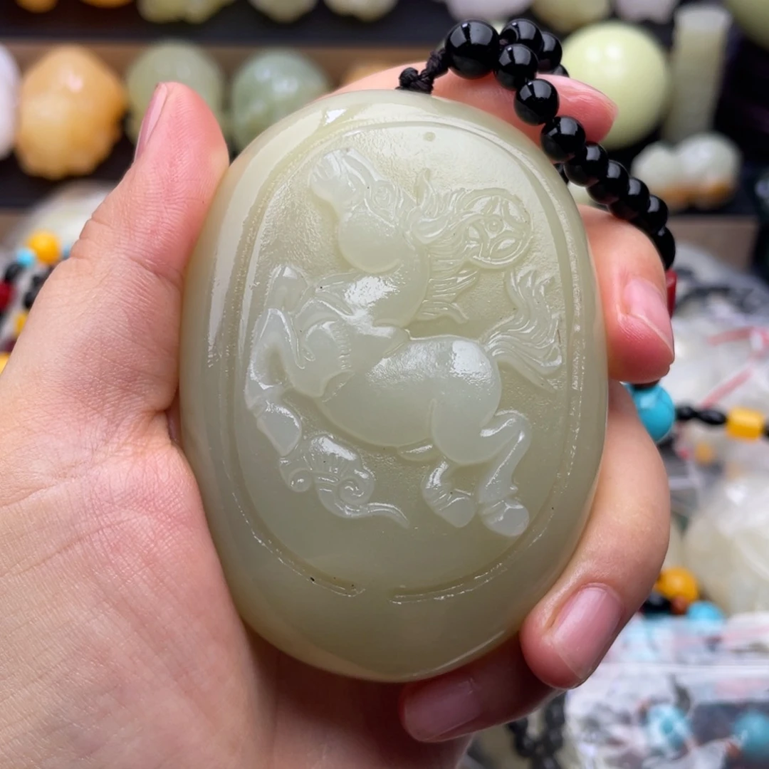 石材灬天然古青石手把件