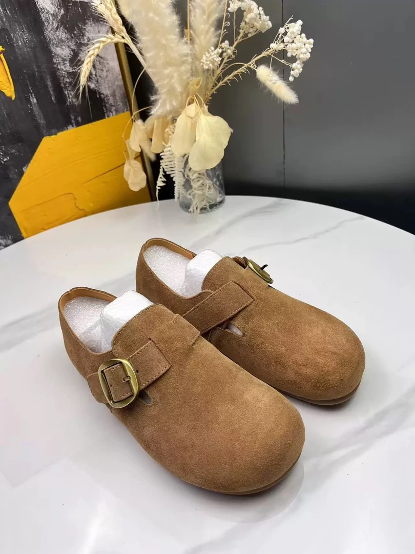 勃肯鞋女2025春季新款复古平底单鞋软底乐福鞋女鞋615-6