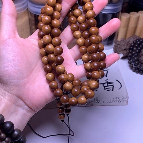 檀香木手串/手链老山檀香玉化老料1.0/108横纹虎皮猫眼沉