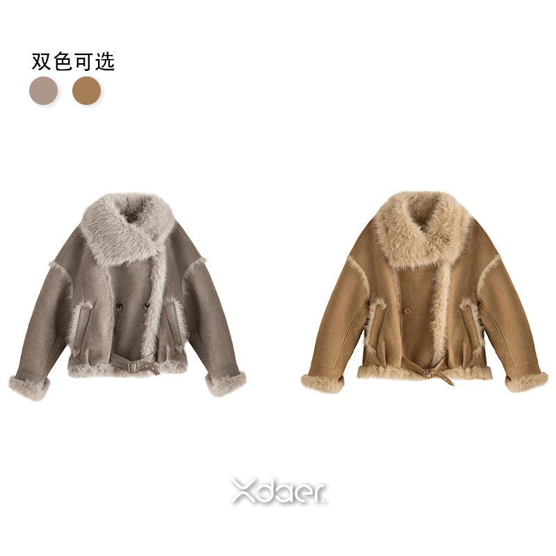 Xdaer/香妲儿【品牌补贴】流光絮语麂皮外套R2545107