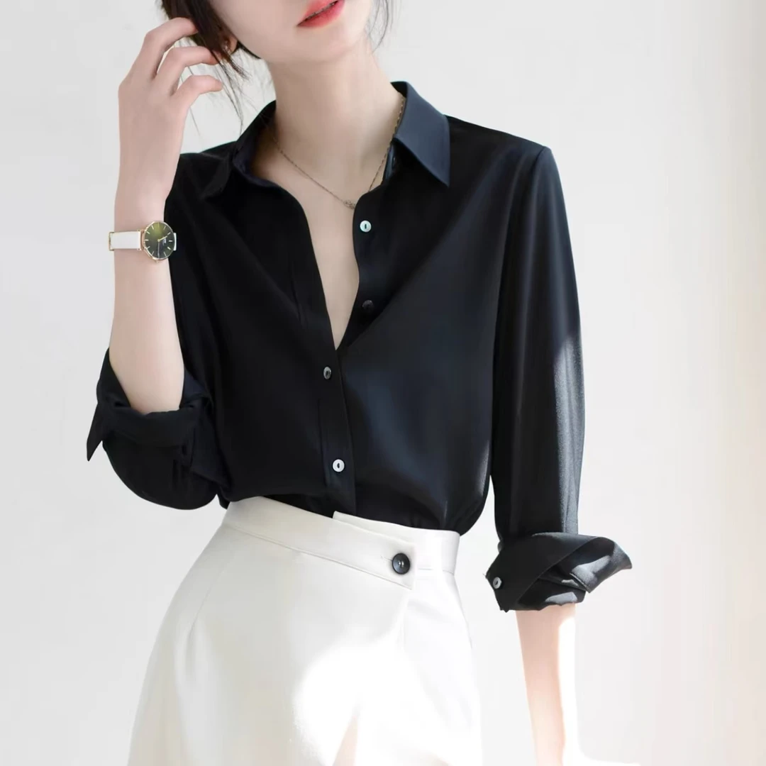 【丽爷】醋酸衬衫十一色长袖衬衣