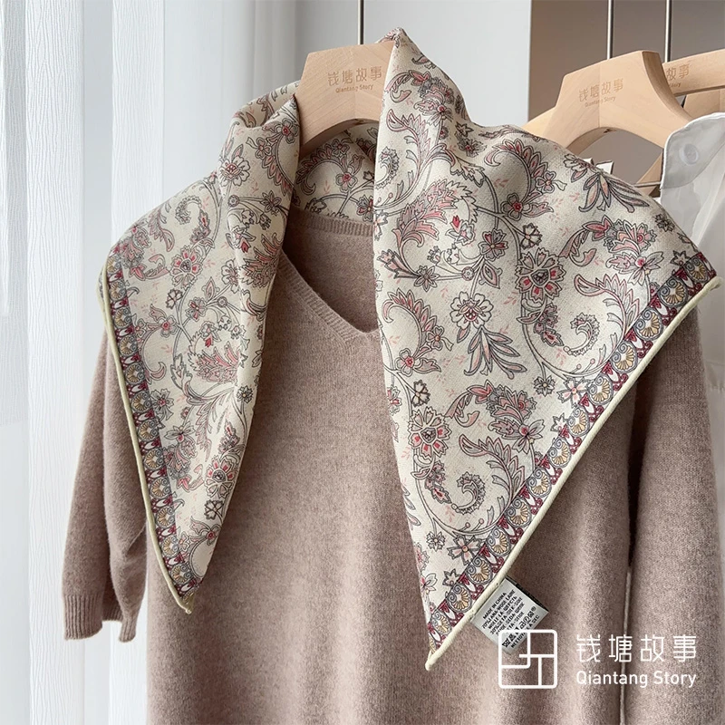Qiantang Story/钱塘故事70丝毛-奶白罗曼史手工卷边真丝羊毛68cm