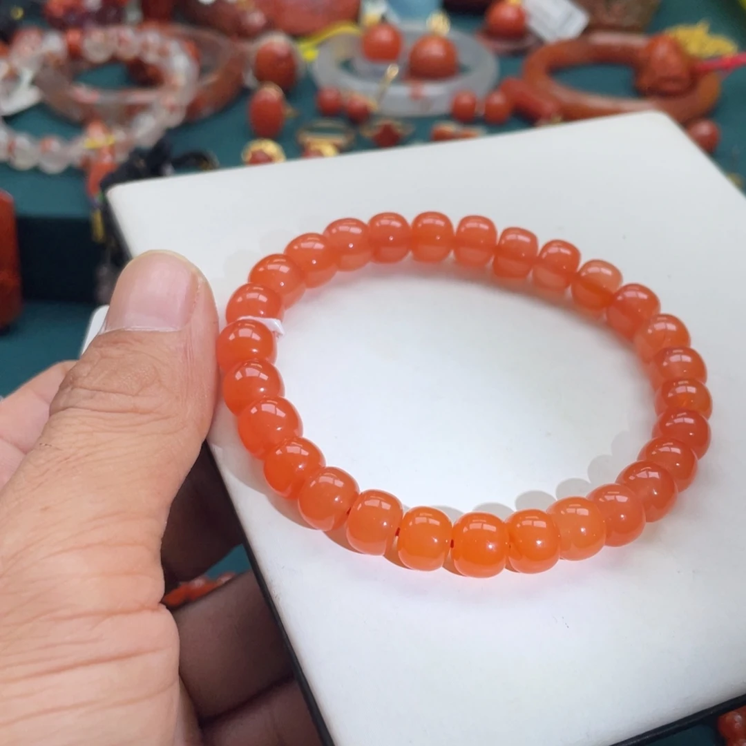 可***睿南红玛瑙未镶嵌保山南红手串8+mm