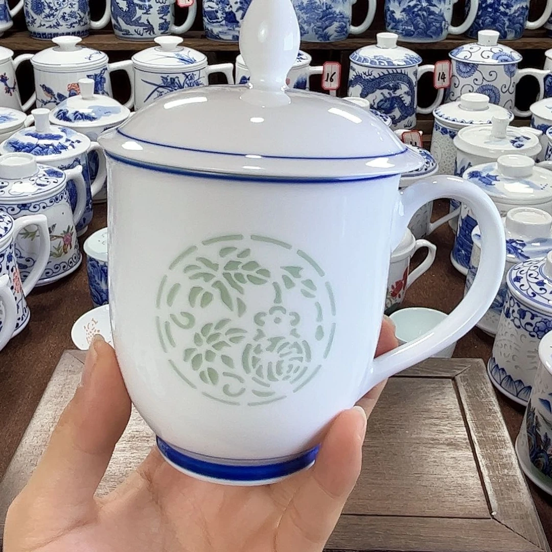 风**阻景德镇陶瓷马克杯带盖