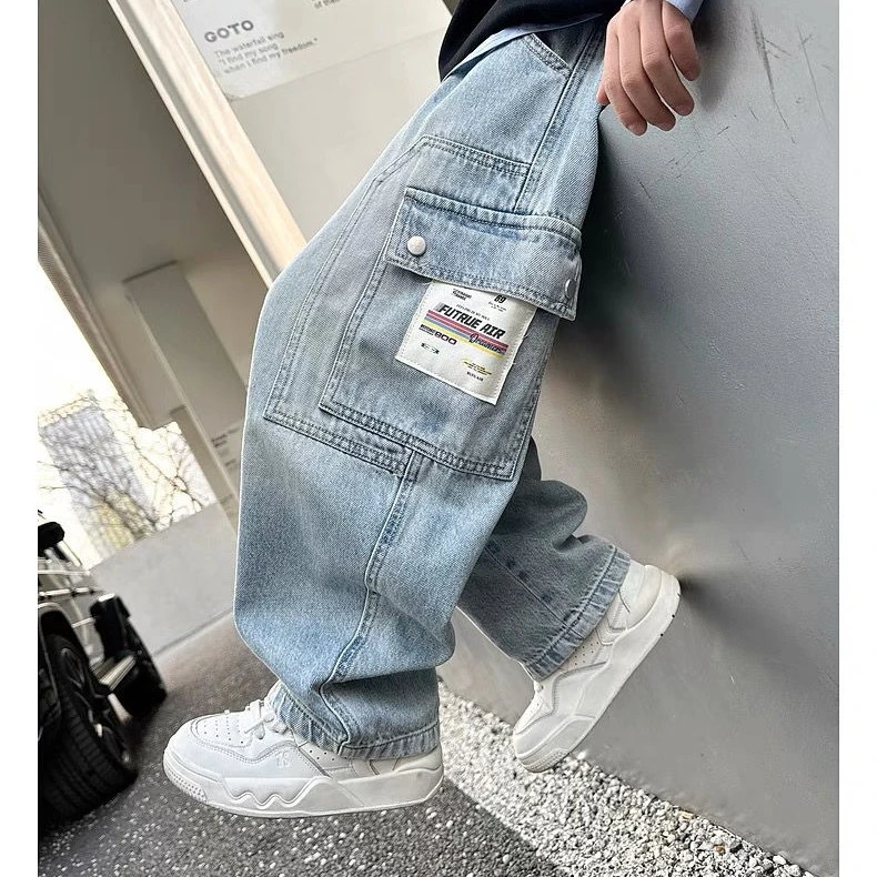 男童2025春秋款中大童【牛仔裤】百搭韩版牛仔工装裤高腰