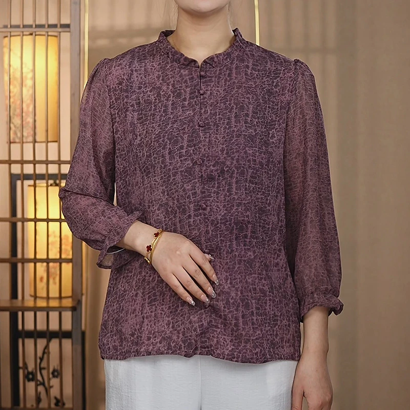 【149定制龟裂纹】2025年新款时尚长袖定制龟裂纹中老年妈妈装上衣