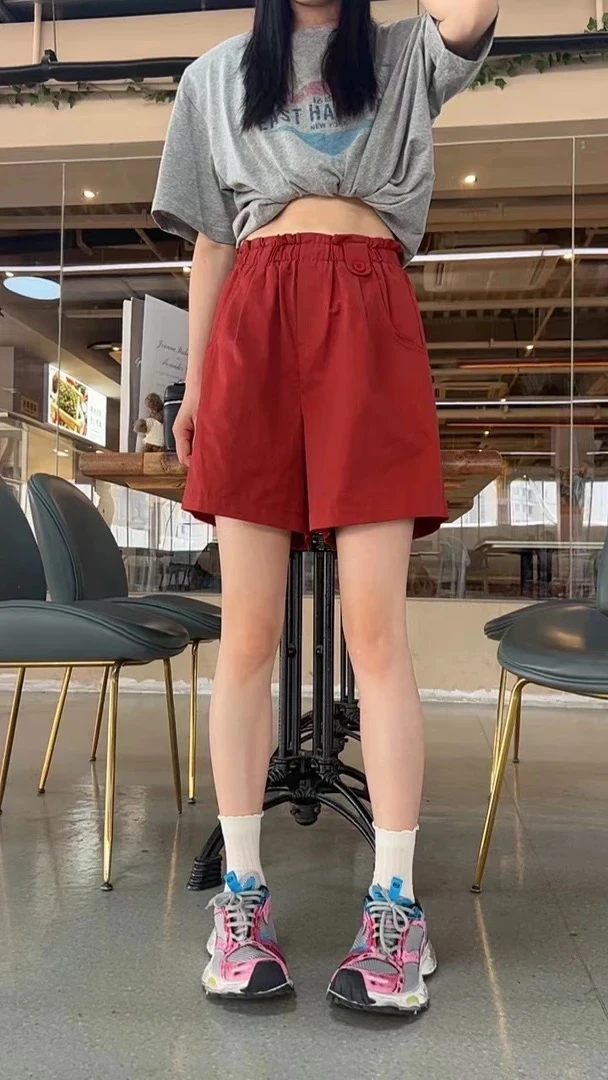 2025夏款时尚百搭阔腿裤宽松显瘦休闲短裤2625