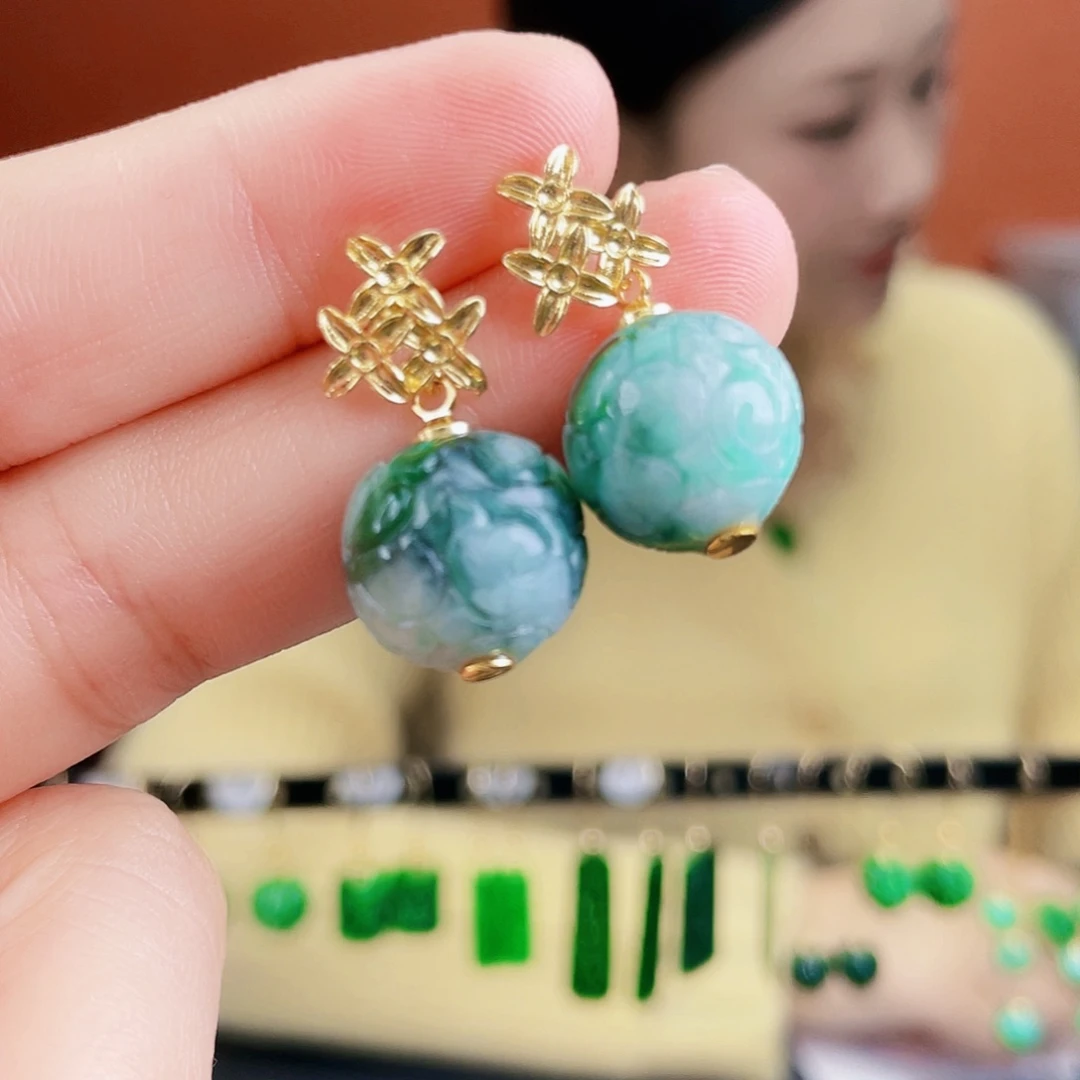 翡翠未镶嵌耳饰饰品