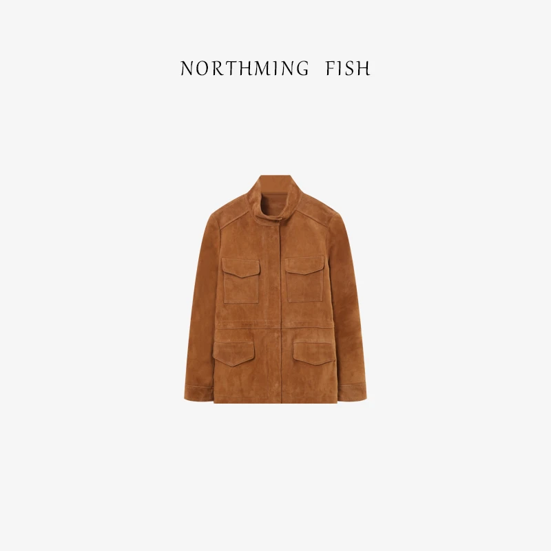 NORTHMING FISH「守望者」高丝光反绒胎羊皮 复古雾光感立领夹克