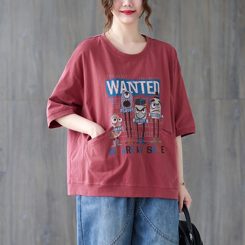 1611夏季时尚字母棉T恤女宽松休闲短袖夏款