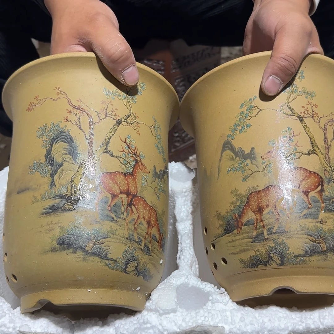 紫砂花盆口径17高度21