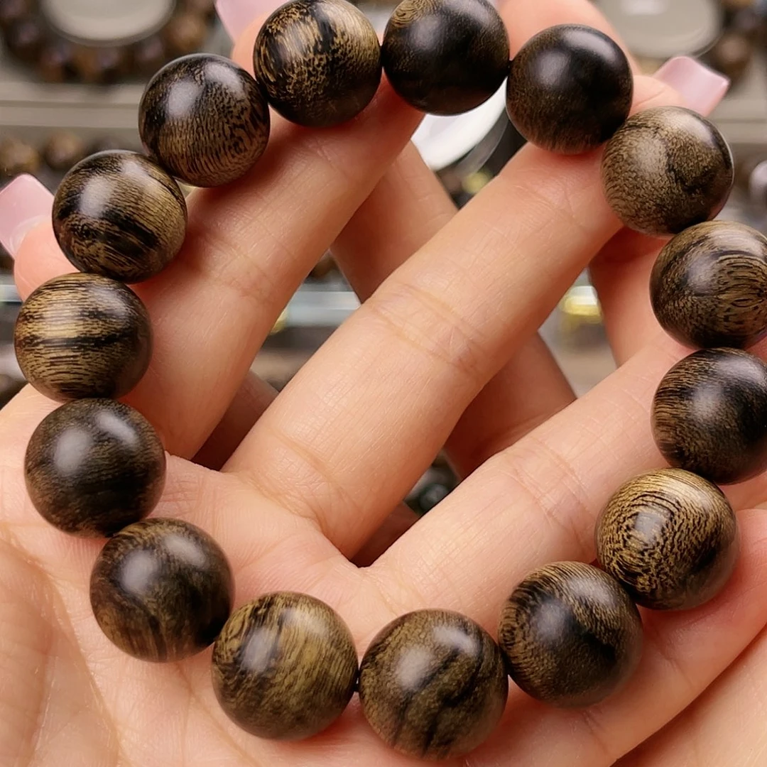 沉香手串一**梦越南芽庄老白棋玉化老料满樱子瘤疤虎斑纹