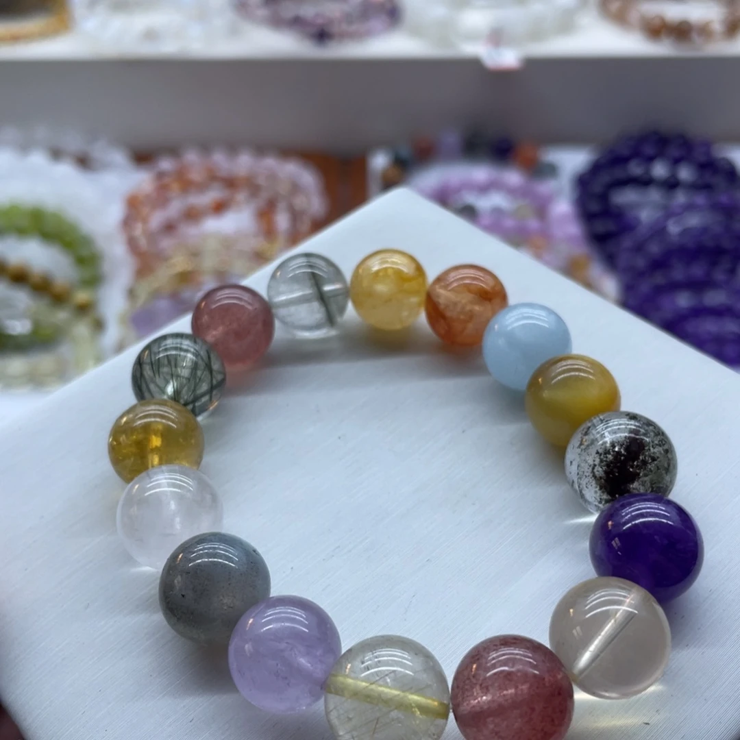 未镶嵌水晶手链原创水晶多宝